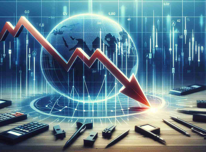 Generate a realistic HD image representing the concept of Nasdaq 100 potentially heading for a downward trend, with supporting visual elements such as a declining arrow on a graph and other chart indicators suggesting a negative outlook.