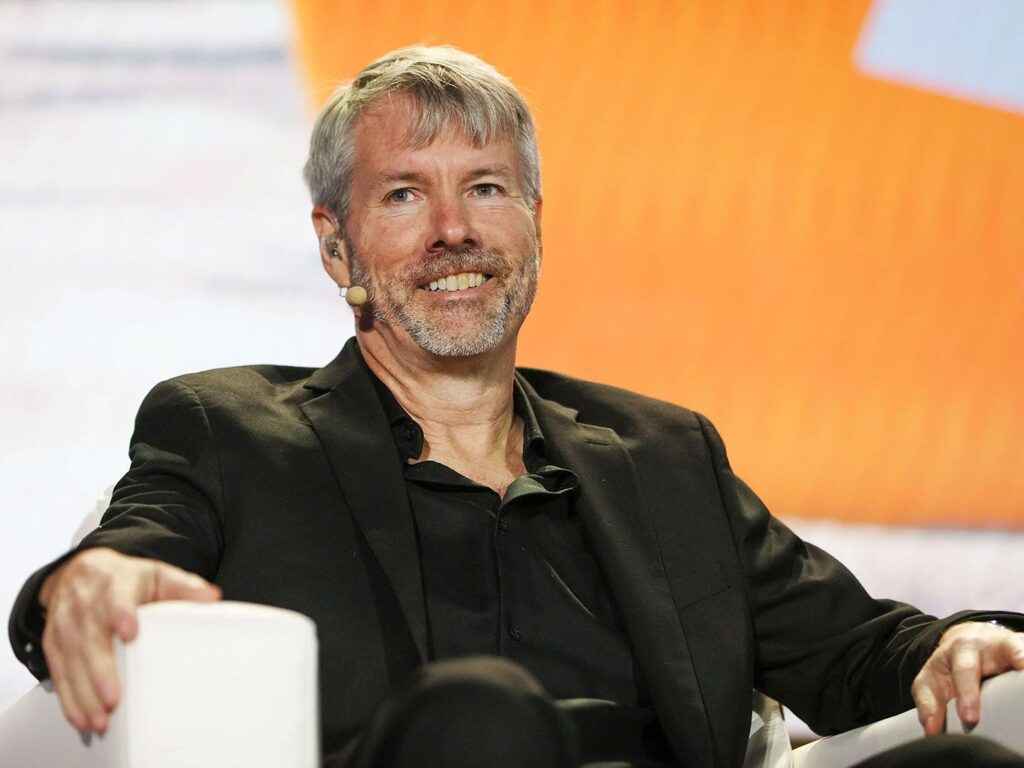 MicroStrategy Executive Director Michael Saylor speaks at the Bitcoin 2021 Convention (Joe Raedle/Getty Images)